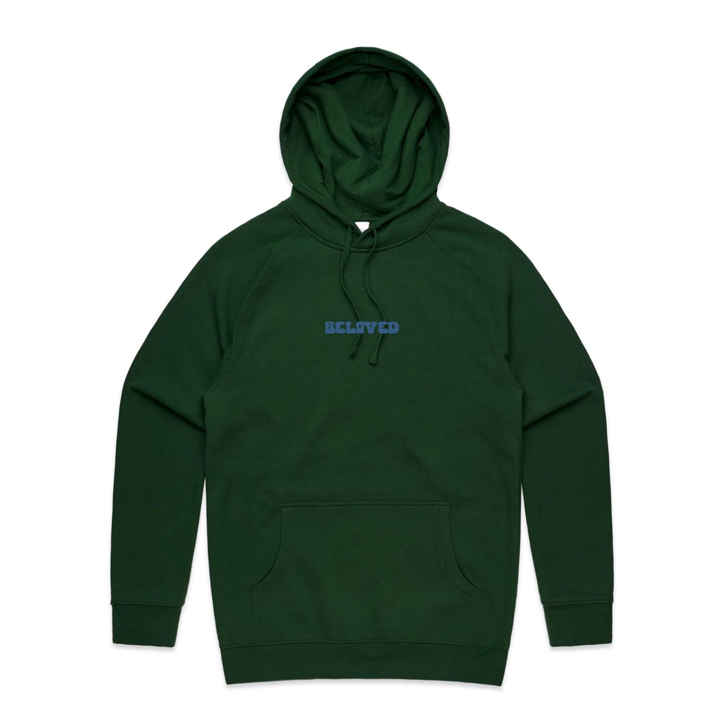 Christian hoodie from Lighthouse Christian Clothing, featuring the word “Beloved” in bold, wavy dark blue text across the chest — a simple yet powerful reminder of your identity in Christ.