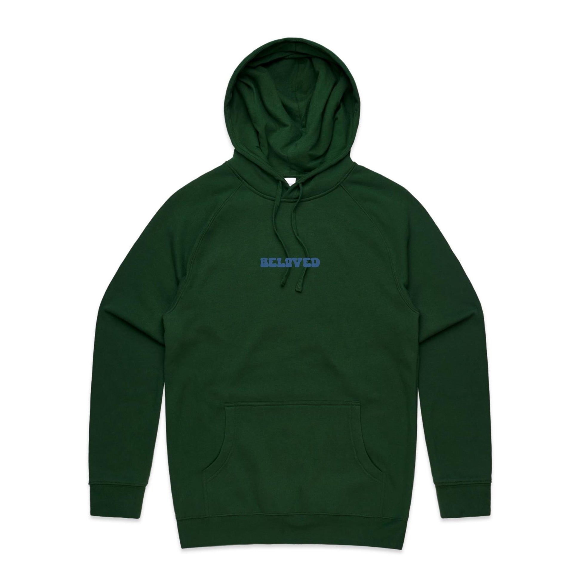 Christian hoodie from Lighthouse Christian Clothing, featuring the word “Beloved” in bold, wavy dark blue text across the chest — a simple yet powerful reminder of your identity in Christ.