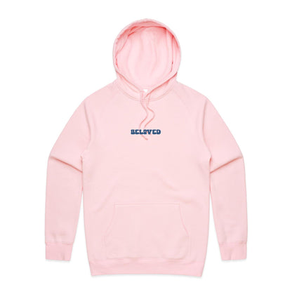 Christian hoodie from Lighthouse Christian Clothing, featuring the word “Beloved” in bold, wavy dark blue text across the chest — a simple yet powerful reminder of your identity in Christ.