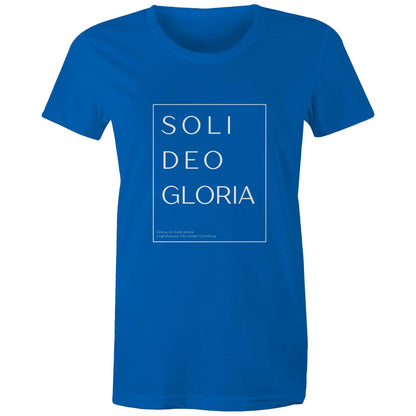 Christian t-shirt featuring 'Soli Deo Gloria' design in bold white text — meaning 'Glory to God Alone' — minimalist faith-based apparel by Lighthouse Christian Clothing.