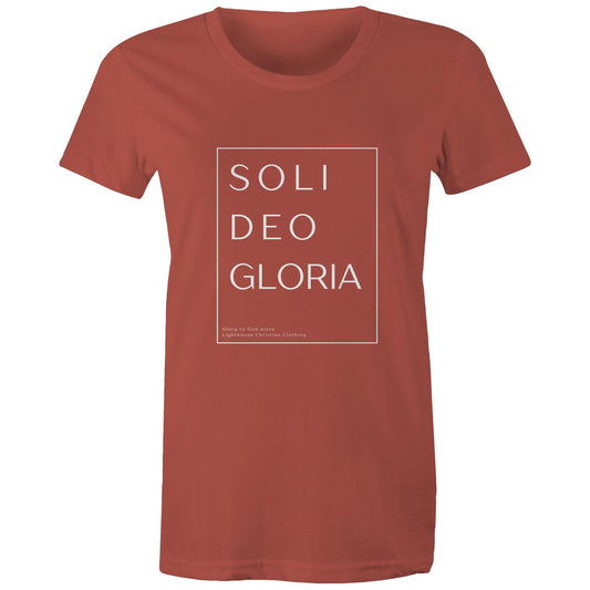 Christian t-shirt featuring 'Soli Deo Gloria' design in bold white text — meaning 'Glory to God Alone' — minimalist faith-based apparel by Lighthouse Christian Clothing.