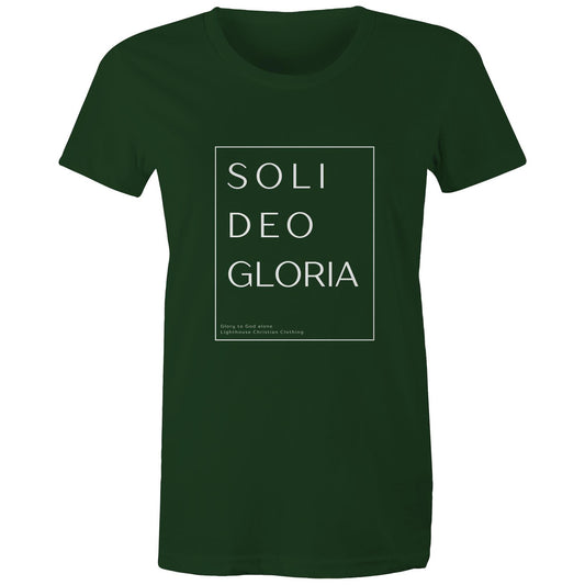 Christian t-shirt featuring 'Soli Deo Gloria' design in bold white text — meaning 'Glory to God Alone' — minimalist faith-based apparel by Lighthouse Christian Clothing.