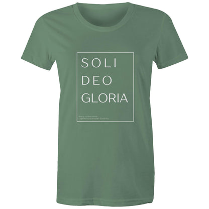 Christian t-shirt featuring 'Soli Deo Gloria' design in bold white text — meaning 'Glory to God Alone' — minimalist faith-based apparel by Lighthouse Christian Clothing.